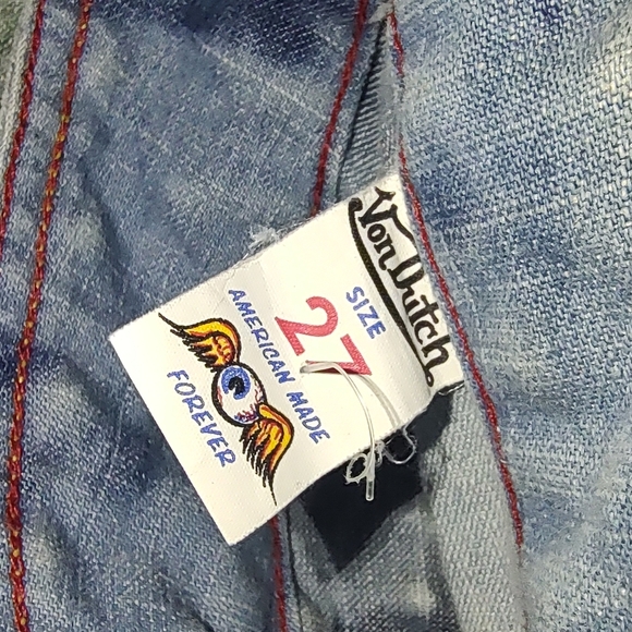 Von Dutch Originals Kustommade Jeans Womens w/Metal Accents Vogue Graffiti Sz 27 - Picture 15 of 16
